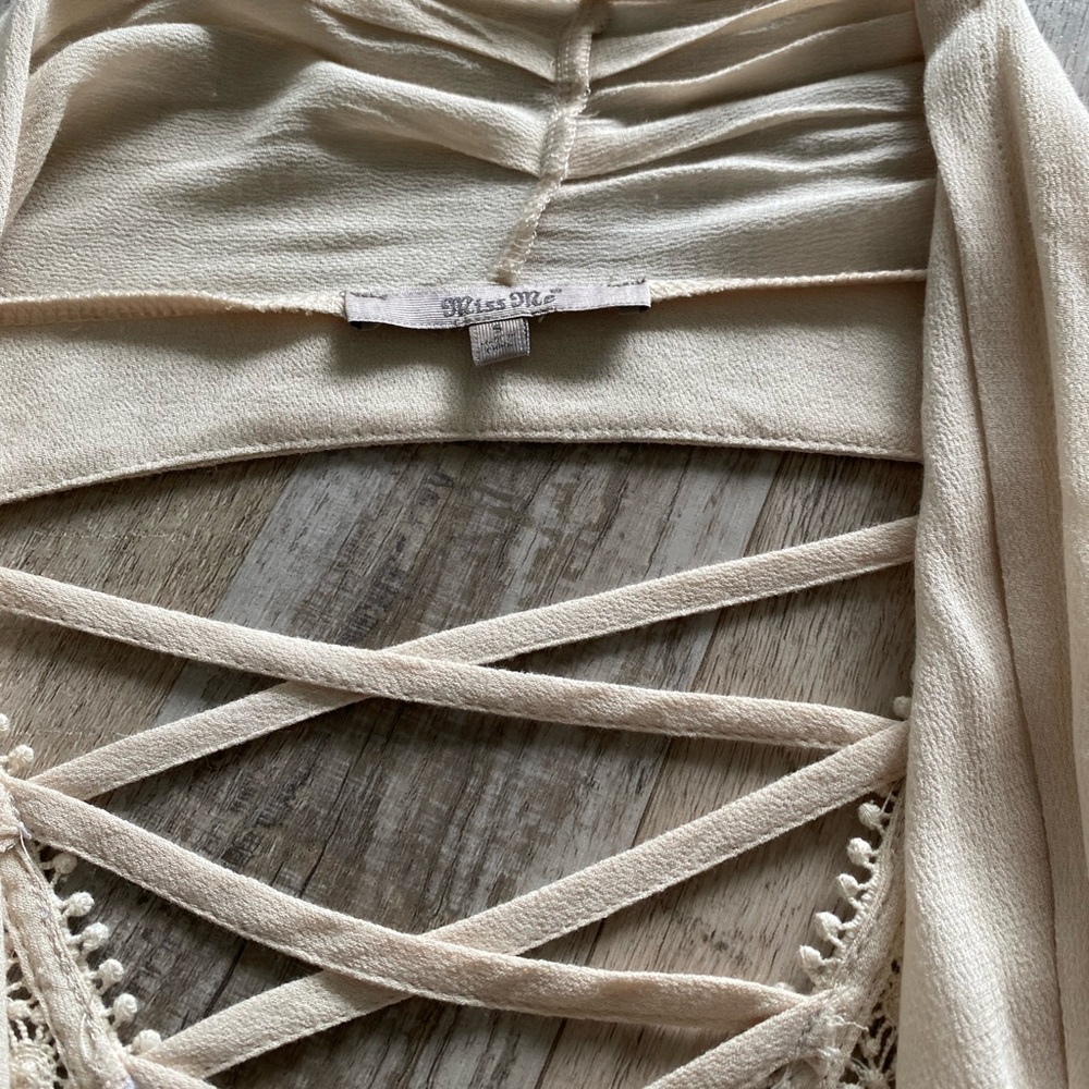 Miss Me Cream Drape Collar Cardigan- Size S - Picture 4 of 16